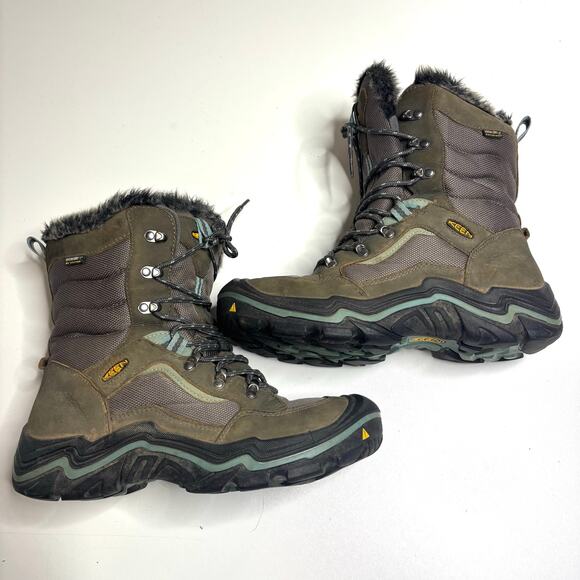 Keen Durand Polar Women's Waterproof Tall Winter Boots Olive 11 - Picture 7 of 10